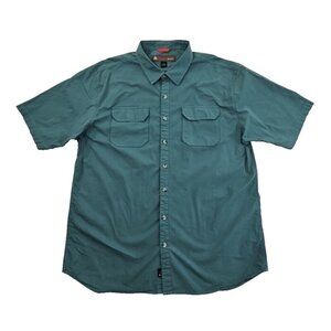 Americaware Shirt Men's 3XLT Green Short Sleeve Stretch Flap Pockets EUC LN